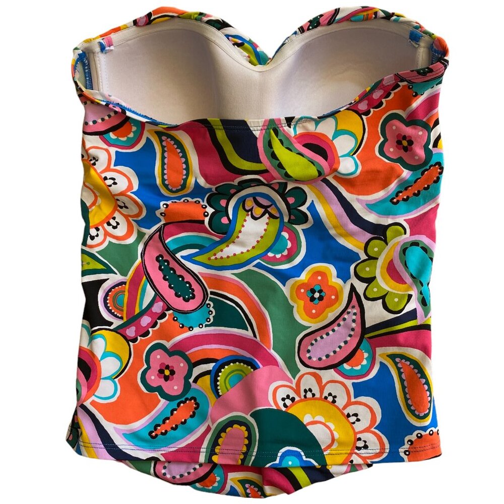 Bleu Rod Beattie Retro Paisley & Floral Tummy Control Strapless Tankini Top-6 - Picture 6 of 14